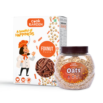 Instant Oats & Foxnut Pasta Combo, Wholegrain Breakfast, High Protein and Fibre Jar, (500g+300g)
